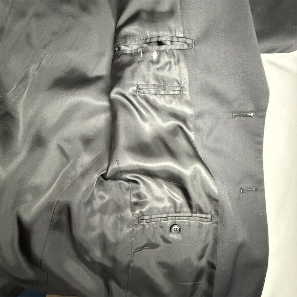 Stafford Black Two Button Vented Notch Blazer Sport Coat Suit Jacket - Picture 4 of 9